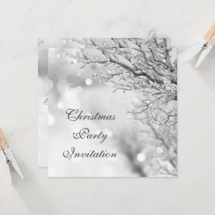 Wintery Scene & Bokeh Christmas Party Invitation