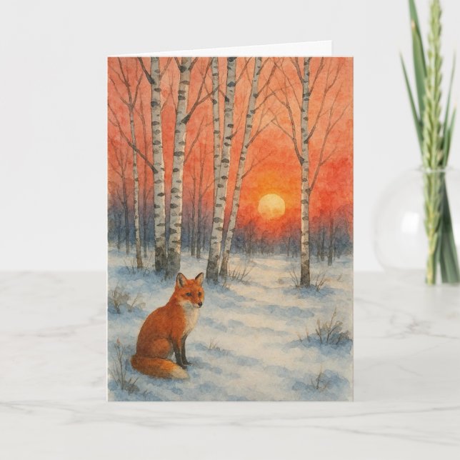 Wintery scene with fox Xmas card  (Front)