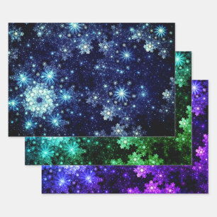 Wintery Snowflakes Pattern Wrapping Paper Sheet