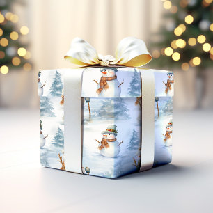 Wintery Snowman Wrapping Paper