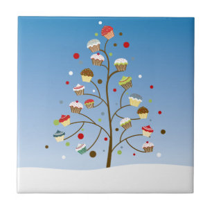 Wintery Tree of Cupcakes Tile