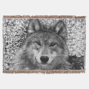 Wintery Wolf Throw Blanket