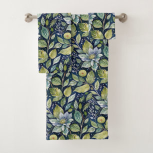 Wintry Blue Flora  Bath Towel Set
