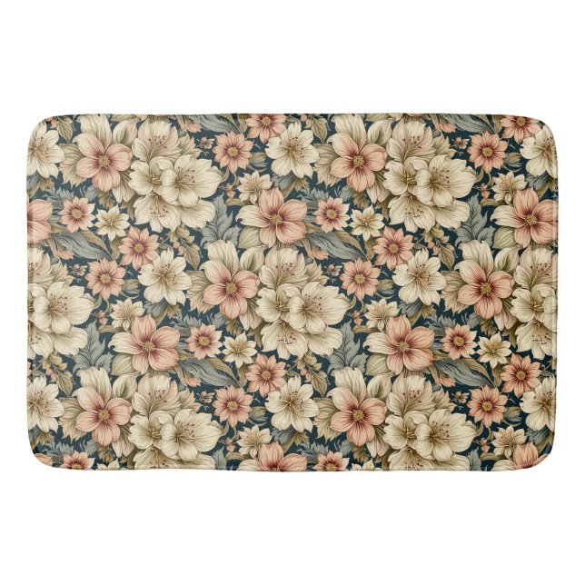Wintry Floral Azaleas and Rose Bath Mat (Front)