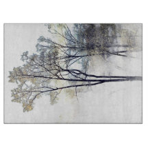 Wintry Forest Glass Cutting Board