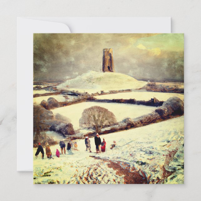 Wintry Glastonbury Tor Card (Front)