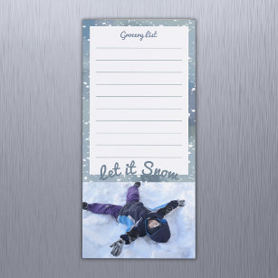 Wintry Let it Snow Add a Photo Lined List Magnetic Notepad