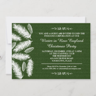 Wintry Pinecone Green Corporate Holiday Party Invitation