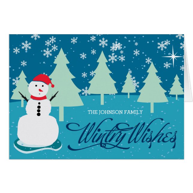 wintry wishes greeting card (Front Horizontal)