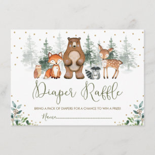 Wintry Woodland Forest Greenery Diaper Raffle Enclosure Card