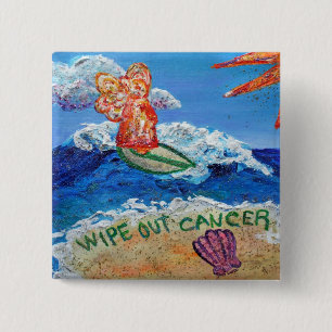 Wipe Out Cancer Angel 15 Cm Square Badge