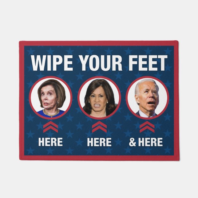 Wipe your feet funny anti Biden anti democrats  Doormat (Front)