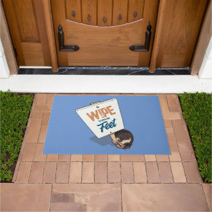 Wipe Your Feet Funny Hedgehog Picket Sign Cartoon Doormat