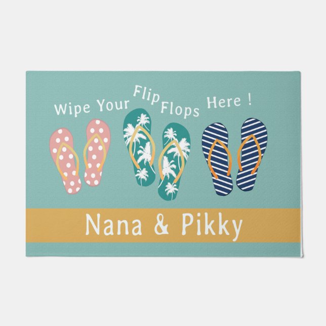 Wipe Your Flip Flop Here Rug, Custom Name Doormat (Front)
