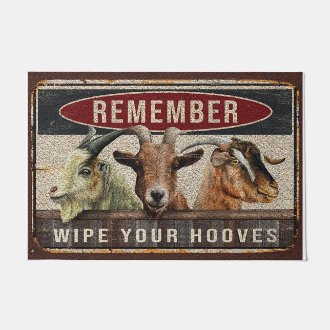 Wipe your hoovesRug, Funny goat doormat (Front)