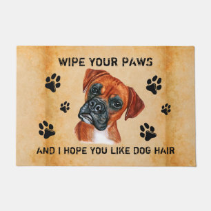 Wipe Your Paws Funny Boxer Watercolor Art Doormat
