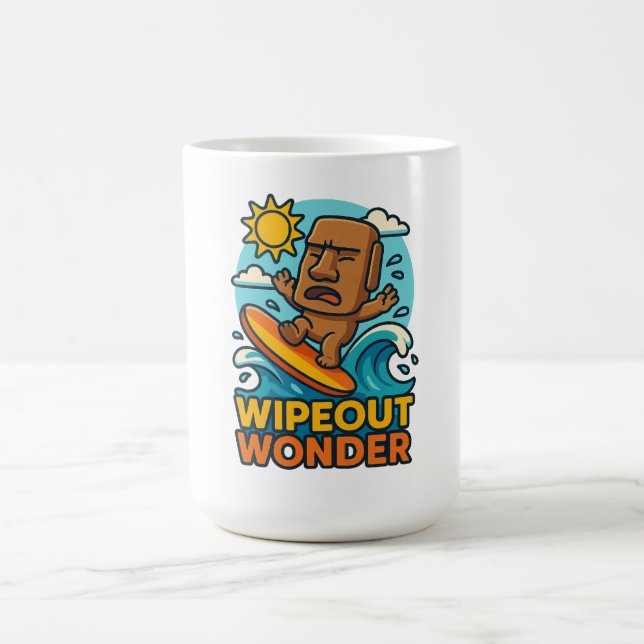 Wipeout Moai Chibi Surf Fail Coffee Mug (Center)