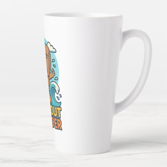 Wipeout Moai Chibi Surf Fail Latte Mug (Right)