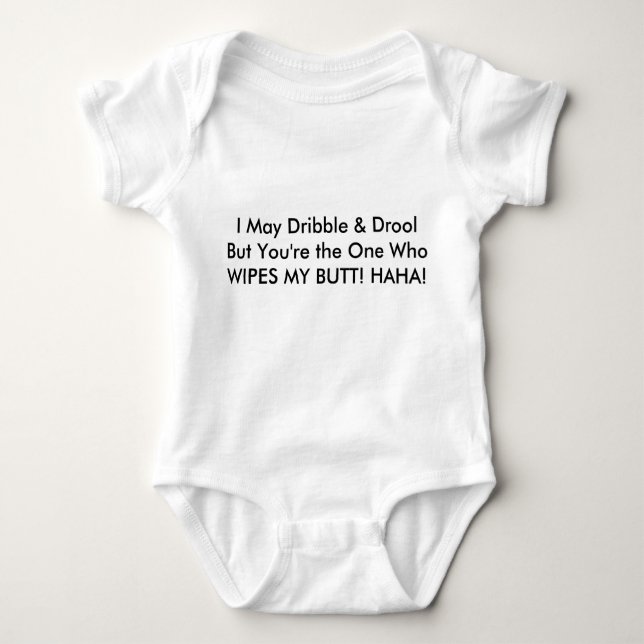 WIPES MY BUTT Baby Jersey. Funny Baby Clothes Baby Bodysuit (Front)