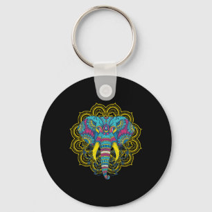 Wir Lieben Elefanten Elephant Mandala Pattern Indi Key Ring