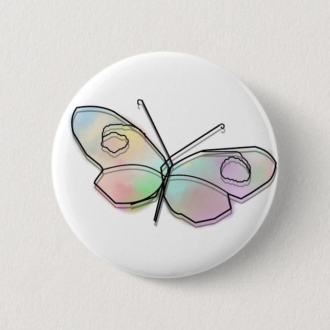 Wire Butterfly 6 Cm Round Badge (Front)