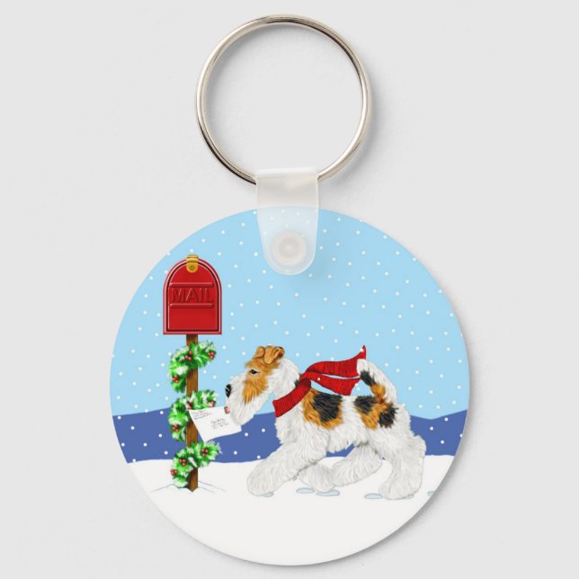 Wire Fox Christmas Mail Key Ring (Front)