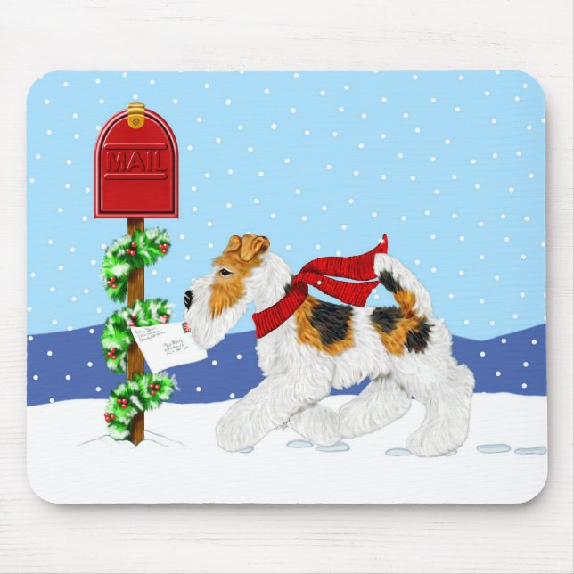 Wire Fox Christmas Mail Mouse Pad (Front)