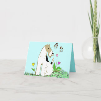 Wire Fox Terrier and Butterflies Card