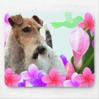 Wire Fox Terrier and Flowers Mouse Pad