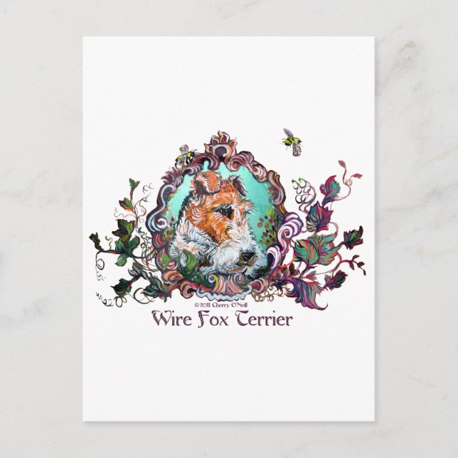 Wire Fox Terrier Antique Portrait Postcard (Front)
