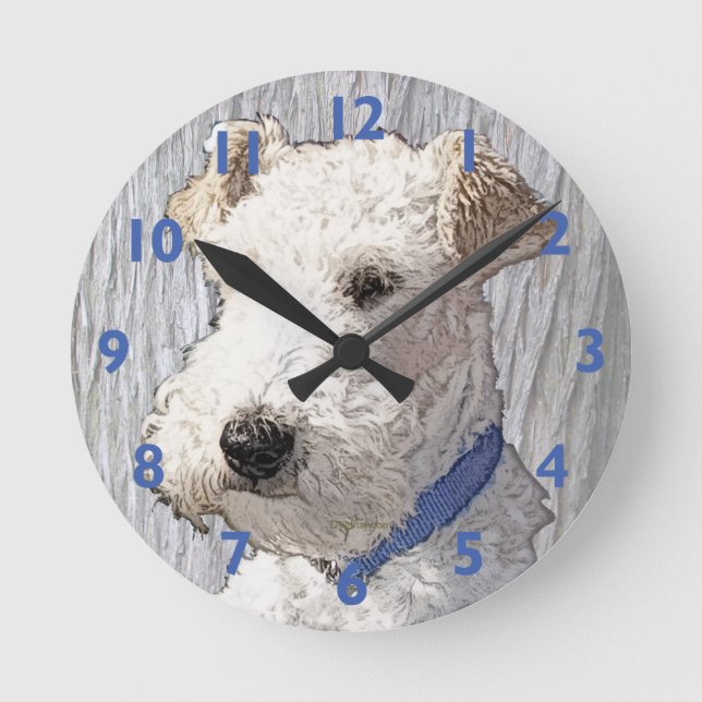 Wire Fox Terrier Art Round Clock (Front)