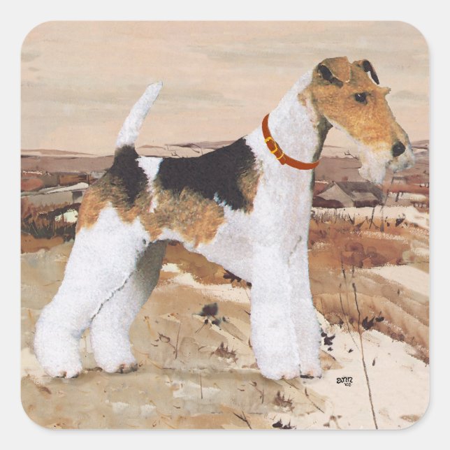 Wire Fox Terrier Autumn Square Sticker (Front)