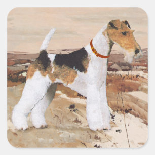 Wire Fox Terrier Autumn Square Sticker