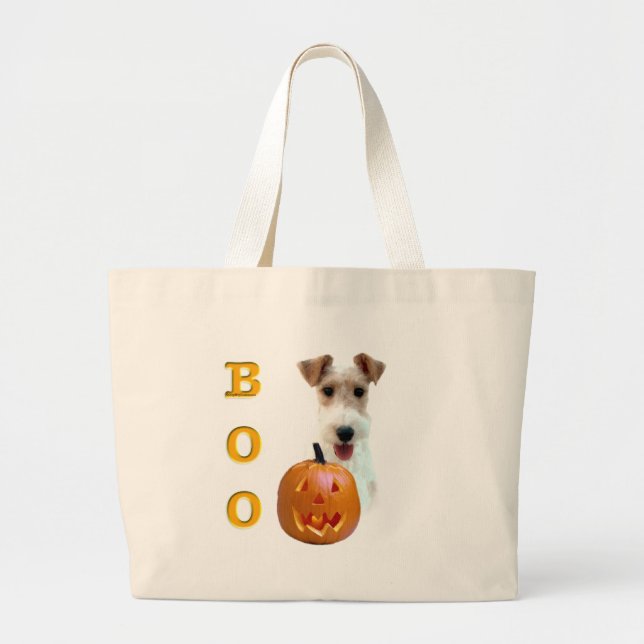 Wire Fox Terrier Boo Large Tote Bag (Front)