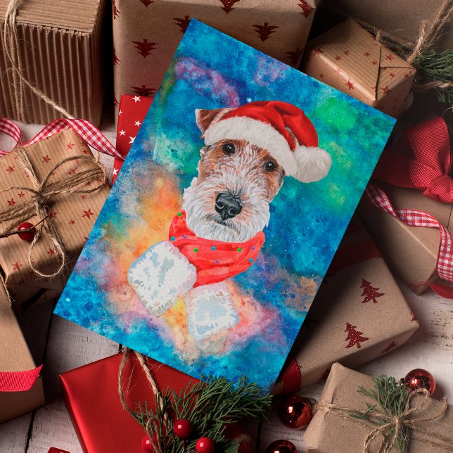 Wire Fox Terrier Breed Dog Christmas Holiday Postcard (Creator Uploaded)