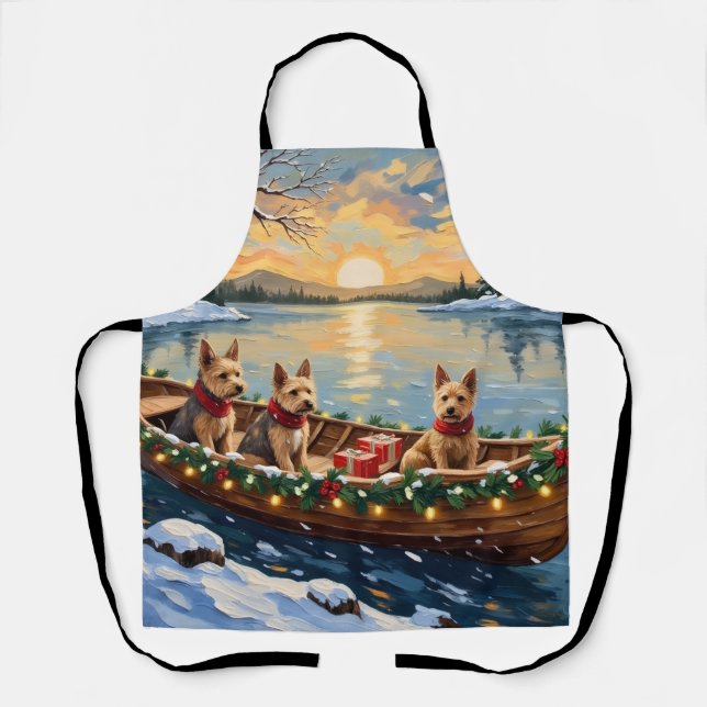 Wire Fox Terrier Christmas Boat Holiday Apron (Front)