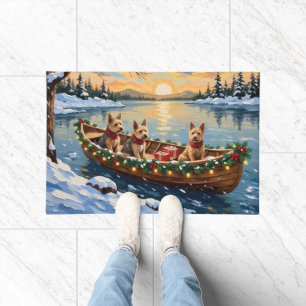 Wire Fox Terrier Christmas Boat Holiday Doormat
