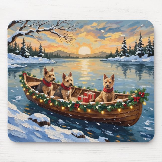 Wire Fox Terrier Christmas Boat Holiday Mouse Pad (Front)