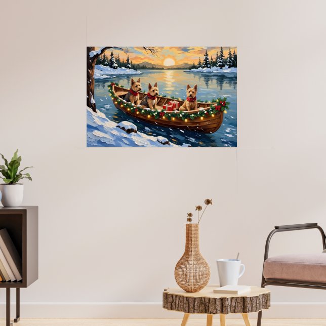 Wire Fox Terrier Christmas Boat Holiday Poster (Living Room 3)