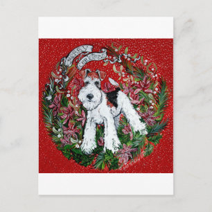 Wire Fox Terrier Christmas Holiday Postcard