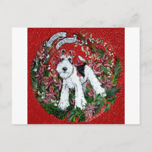Wire Fox Terrier Christmas Holiday Postcard