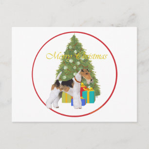 Wire Fox Terrier Christmas Holiday Postcard