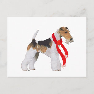 Wire Fox Terrier Christmas Holiday Postcard