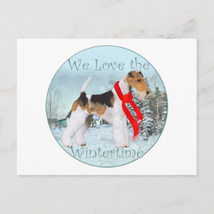 Wire Fox Terrier Christmas Holiday Postcard