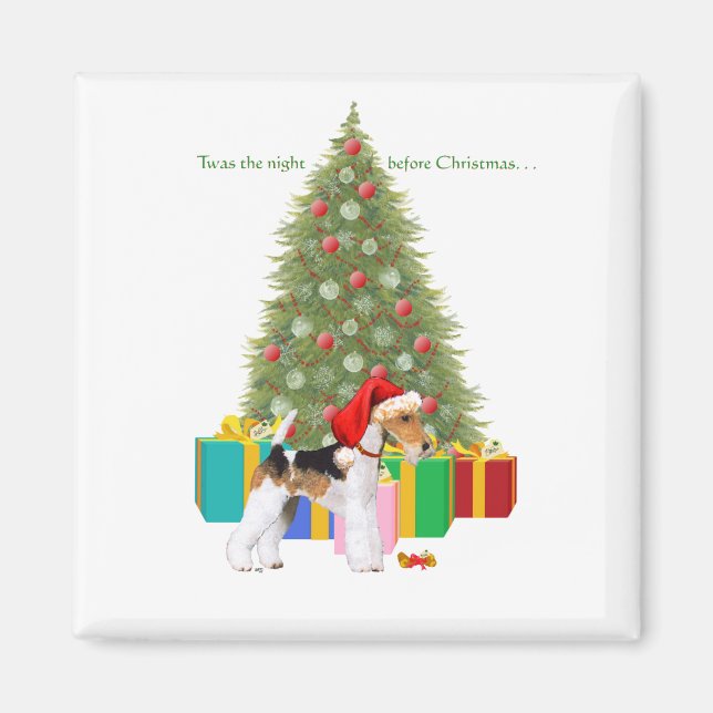 Wire Fox Terrier Christmas Magnet (Front)