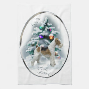 Wire Fox Terrier Christmas Tea Towel