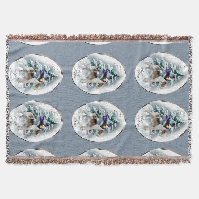 Wire Fox Terrier Christmas Throw Blanket (Front)