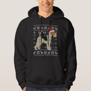 Wire Fox Terrier Christmas Ugly Lights Santa Hat D Hoodie