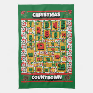 Wire Fox Terrier Countdown Christmas Advent Dog Tea Towel