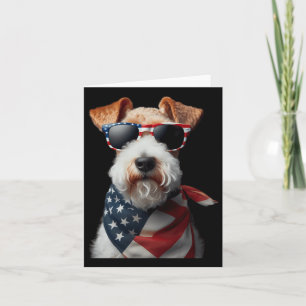 Wire Fox Terrier Dog 4th Of July American Independ Card